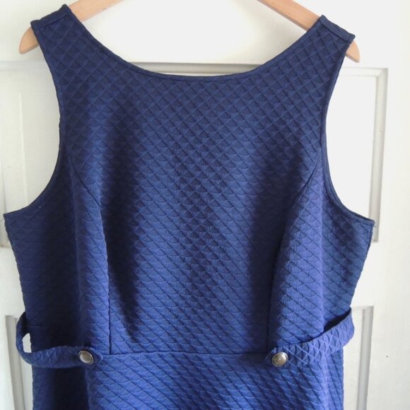 Modcloth Navy Blue So Sixties Signature Textured Sleeveless Retro Dress 1X - Picture 3 of 10